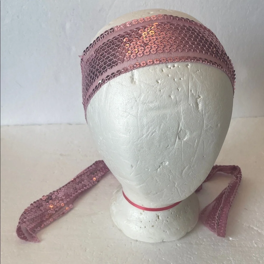 Vintage 90s Y2K sparkly Pink Sequin Belt scarf hair accessory